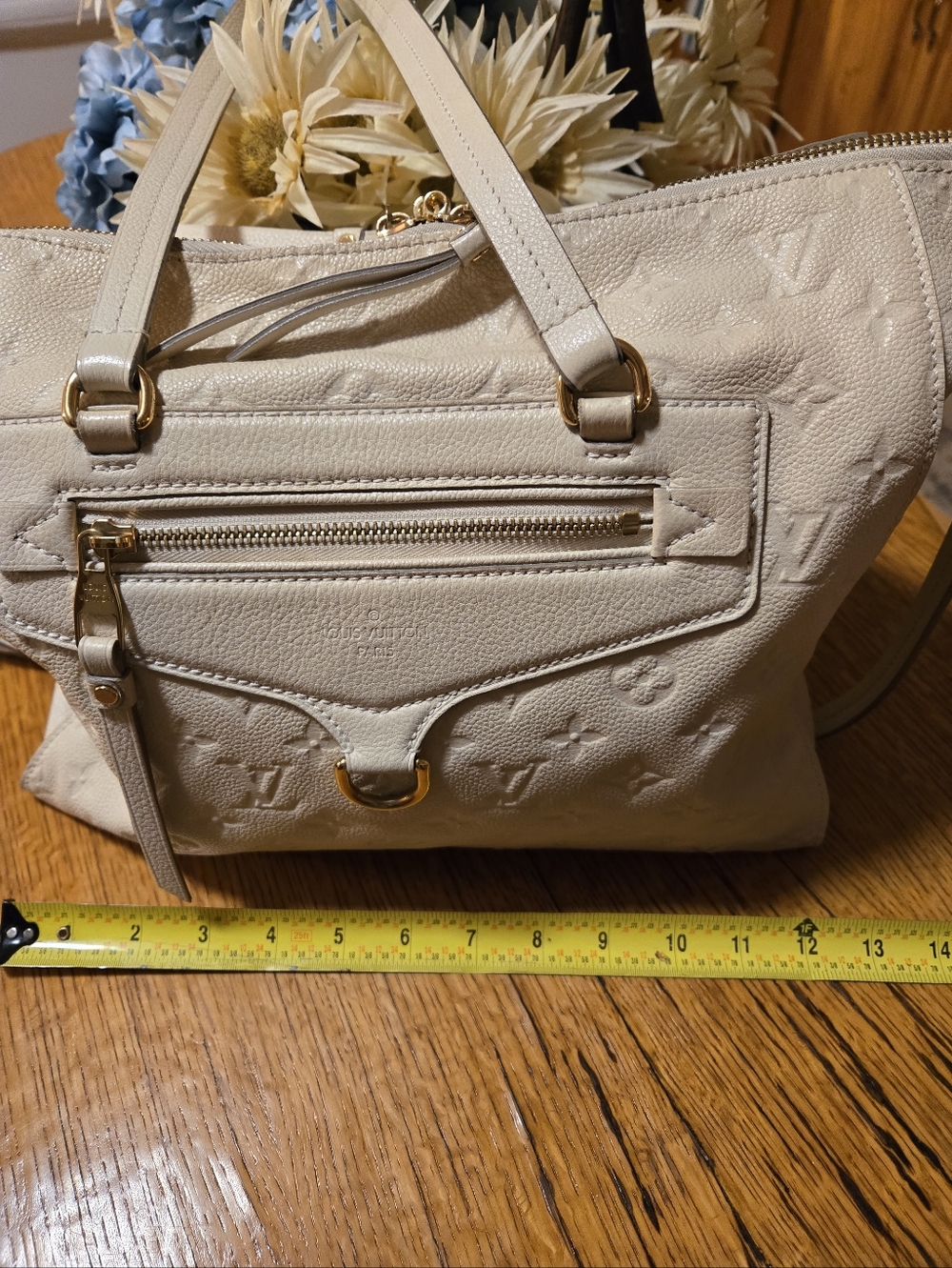 Louis Vuitton Cream Embossed Monogram Tote with Gold Hardware - Picture 16 of 16